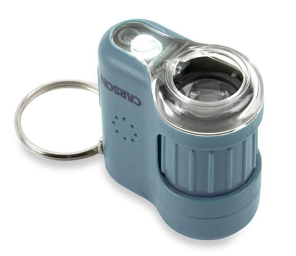 Carson MM-280 MicroMini Mini Mikroskop mit Schlüsselanhänger blau Lupe